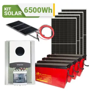 Kit solar Peru 6500Wdia Uso Diario: Refrigeradora, Lavadora, Microondas, Luz, TV, Laptop, Celular. ONDA PURA