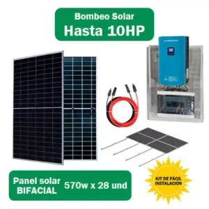 Kit solar para bombeo de agua hasta 10HP con paneles solares bifaciales de 570W – fácil instalación