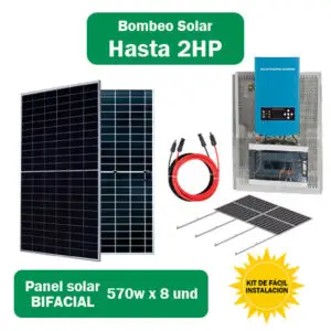 Kit solar para bombeo de agua hasta 2HP con paneles solares bifaciales de 570W – fácil instalación