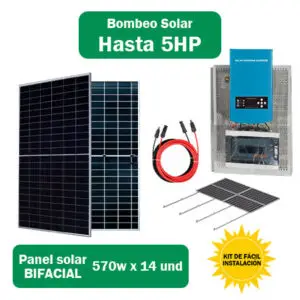 Kit solar para bombeo de agua hasta 5HP con paneles bifaciales de 570W – instalación rápida y eficiente
