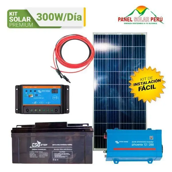 Kit solar Peru 300W PREMIUM : Luz, TV, Portátil. ONDA MODIFICADA