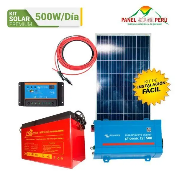 Kit solar Peru 500W Premium : Luz, TV, Portátil. ONDA MODIFICADA