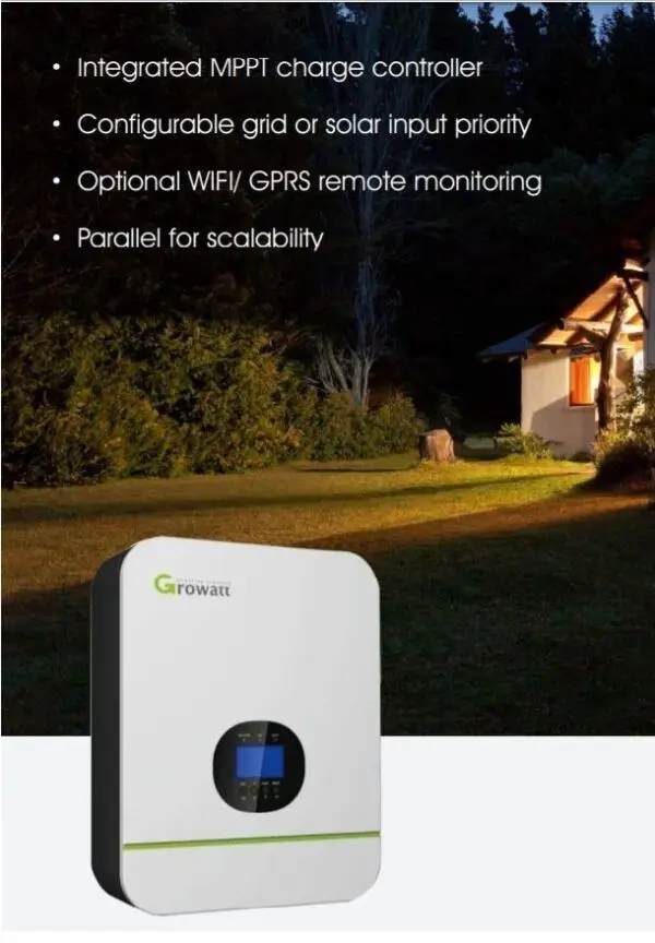 Inversor Growatt 48V 5000VA/5000W / 80A MPPT / Cargador 60A
