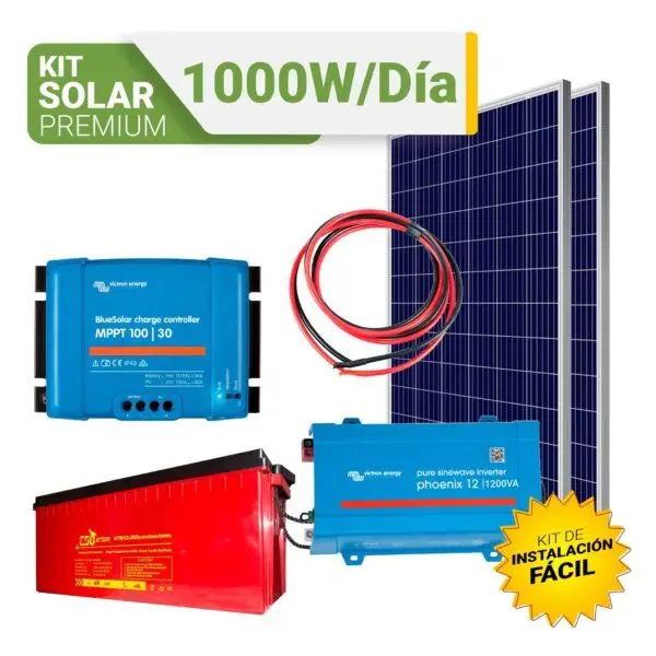 Kit solar 1000W: Luz, TV, DVD, portátil , miniradio. Inversor ONDA MODIFICADA