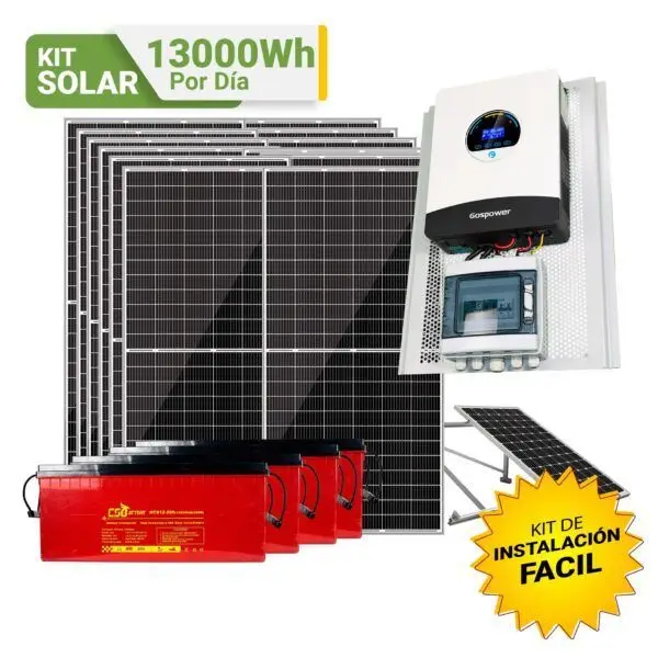 Kit solar Peru 13000Wdia Uso Diario: Refrigeradora, Lavadora, Microondas, Luz, TV, Laptop, Celular. ONDA PURA