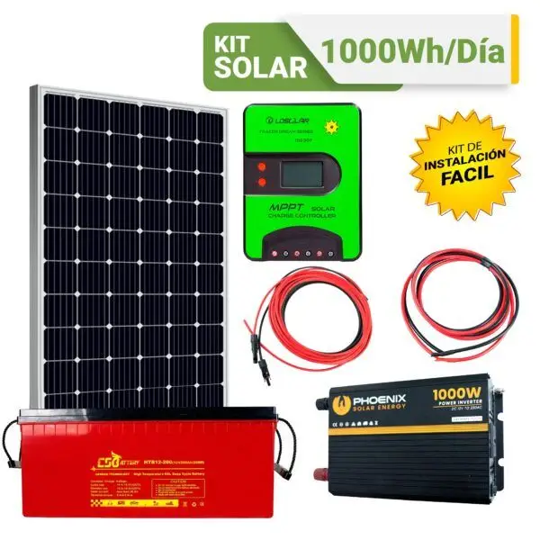 Kit solar 1000W: Frigobar, Luz, TV, DVD, portátil , miniradio. Inversor ONDA PURA