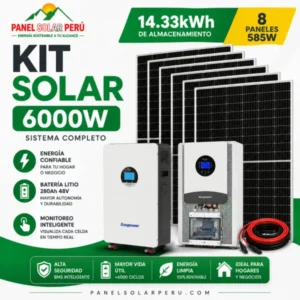Kit Solar Completo 6000W con Batería de Litio y 8 Paneles Solares 585W